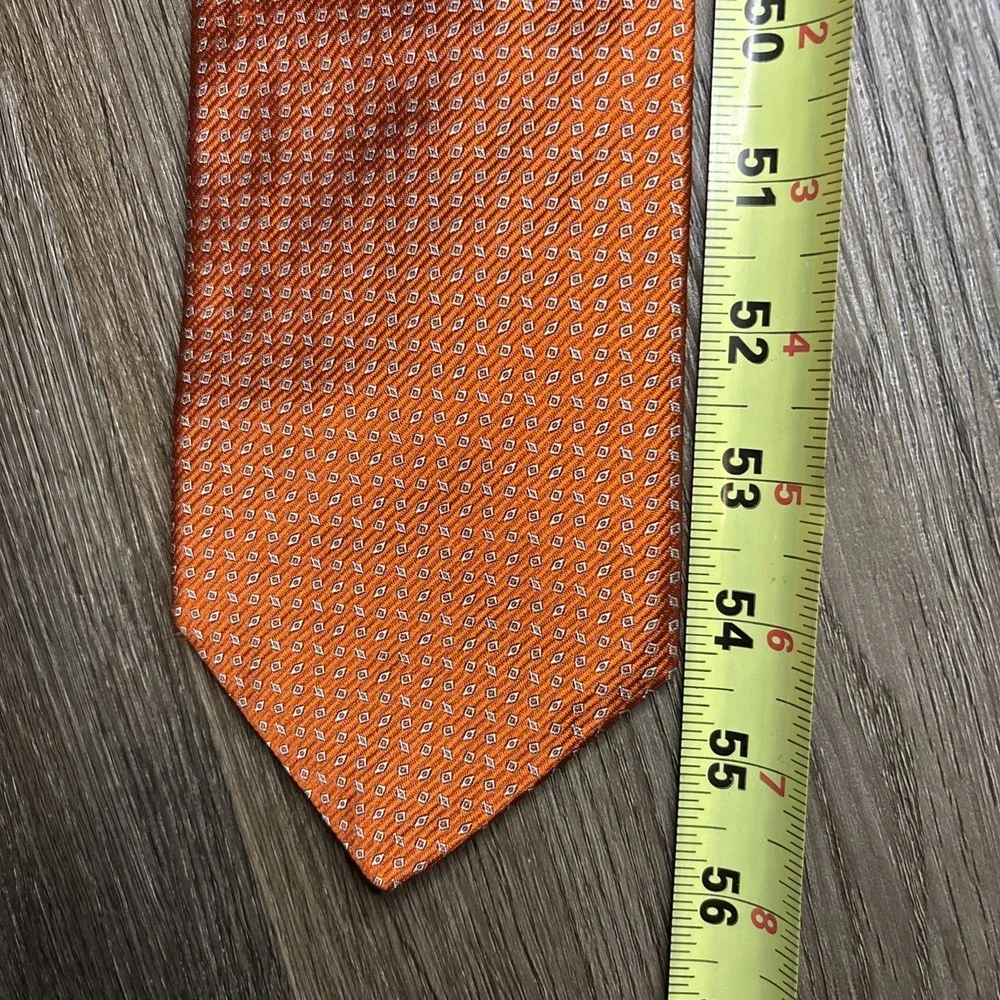 Gitman Bros Tie‎ 100% Silk Orange Geometric USA Made Mens 56